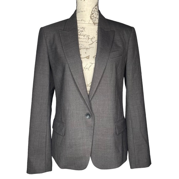 Theory blazer Gabe urban virgin wool jacket women’s size 12 gray career wear